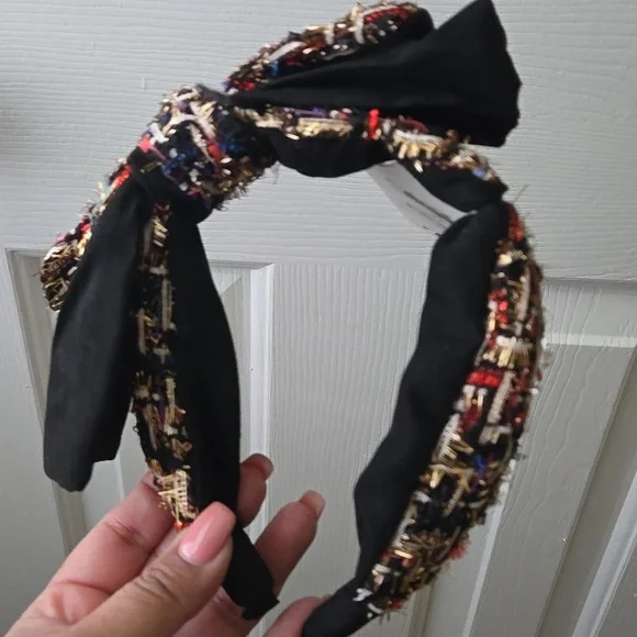 NWT Black Tweet W/ Bow Headband - Picture 3 of 4
